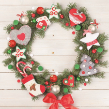 Javoli Karácsony Wreath with Felt szalvéta 20 db-os 33x33 cm papírárú, csomagoló és tárolóeszköz