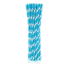 Javoli Kék Blue Polka Dots papír szívószál 24 db-os party kellék