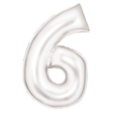 Javoli Lustre White, Fehér 6-os szám fólia lufi 86 cm party kellék