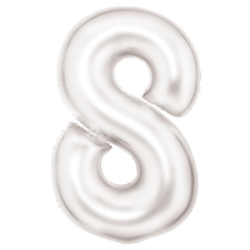 Javoli Lustre White, Fehér 8-as szám fólia lufi 86 cm party kellék