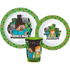 Javoli Minecraft Creeper étkészlet, micro műanyag szett, pohárral 260 ml babaétkészlet