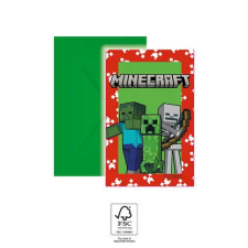 Javoli Minecraft Green party meghívó 6 db-os FSC party kellék