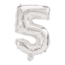Javoli Óriás 5-ös Silver szám Fólia lufi 85 cm party kellék