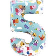 Javoli Peppa malac Blue 5-ös szám fólia lufi 66 cm party kellék