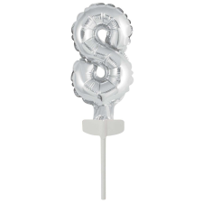Javoli Silver, Ezüst 8-as szám fólia lufi tortára 13 cm party kellék