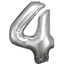 Javoli Silver óriás szám fólia lufi 4-es, 86*66 cm party kellék