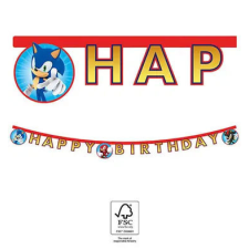 Javoli Sonic a sündisznó Sega Happy Birthday felirat FSC 2 m party kellék