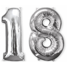 Javoli Szám Fólia lufi 18-as, Silver 66 cm party kellék