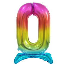 Javoli Színes Rainbow 0-ás szám fólia lufi talppal 74 cm party kellék