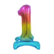 Javoli Színes Rainbow mini 1-es szám fólia lufi talppal 38 cm party kellék