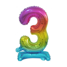 Javoli Színes Rainbow mini 3-as szám fólia lufi talppal 38 cm party kellék