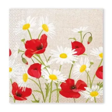 Javoli Virág Daisies Poppies szalvéta 20 db-os, 33x33 cm FSC party kellék