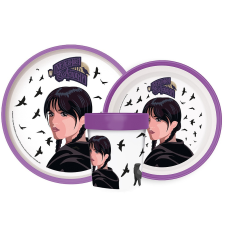 Javoli Wednesday Nevermore Academy csúszásmentes étkészlet, micro műanyag szett babaétkészlet