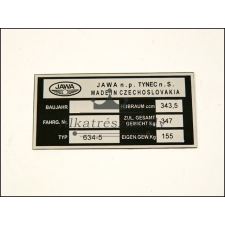 Jawa TÍPUSTÁBLA /634-5/ JAWA - 350 6V egyéb motorkerékpár alkatrész