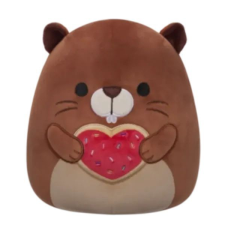 Jazwares Squishmallows: Chip, a barna hód szívet tartó plüssfigura - 20 cm plüssfigura