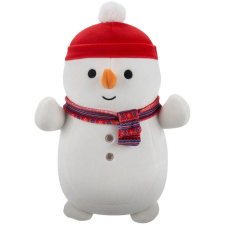 Jazwares Squishmallows Hugmees 25 cm - Manny a hóember piros sapkában és sállal, SQHM00507 plüssfigura