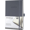  Jegyzetfüzet, exkluzív, A5, kockás, 97 lap, keményfedeles, SIGEL "Conceptum", sötétszürke