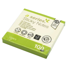  Jegyzettömb öntapadó, 75x75mm, 100lap, a-series, sárga jegyzettömb