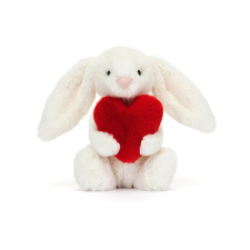  Jellycat fehér plüss nyuszi szivvel - Kicsi - Bashful Red Love Heart Bunny Little plüssfigura