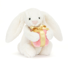 Jellycat plüss nyuszi ajándékkal - kicsi - Bashful Bunny with Present Little plüssfigura