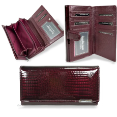  Jennifer Jones Női Bőr Pénztárca 5199-2 Bordó Lakk – Nagy Méret – Extra Kártyatartóval