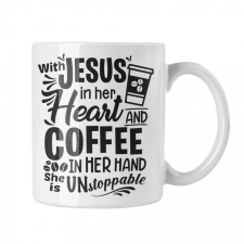  Jézussal és kávéval megállíthatatlan vagyok - Fehér Bögre bögrék, csészék
