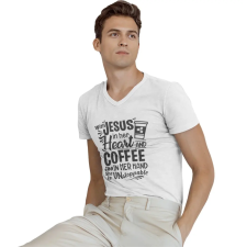  Jézussal és kávéval megállíthatatlan vagyok - Férfi V Nyakú Póló férfi póló