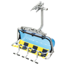 Jägerndorfer 6-os Ülőlift sárga/kék, mozgatható lábtartóval és buborékkal 1:32 makett