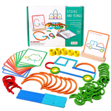 JM Montessori Fa Kreatív Botok És Gyűrűk Intelligencia Kirakós Puzzle Játék kreatív és készségfejlesztő