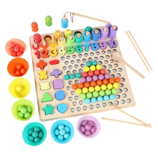JM Montessori Gyöngy Mozaik És Horgászós többfunkciós clip beads Fa Fejlesztőjáték kreatív és készségfejlesztő
