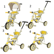 JM TRIKE FIX V4 TRICIKLI, SÁRGA ÉS SZÜRKE, NAPELLENZŐVEL tricikli