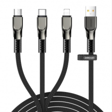 JOYROOM 3in1 kábel USB - Lightning / Lightning / USB-C 3.5A 1.3m, fekete kábel és adapter