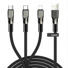 JOYROOM 3in1 kábel USB - Lightning / microUSB / USB-C 3.5A 1.3m, fekete kábel és adapter