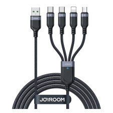 JOYROOM adatkábel 4in1 (usb - 2 type-c/lightning/microusb, 3.5a, gyorstölt&#337;, 120cm) fekete s-1t4018a18 c kábel és adapter