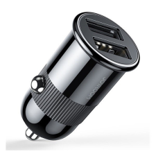JOYROOM autós töltő 2 USB aljzat (5V / 3100mA, PD gyorstöltés támogatás, túlmelegedés védelem) FEKETE (C-A06_B) mobiltelefon kellék