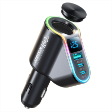 JOYROOM JR-CL21 2xPD+QC 3.0 150W RGB Led Autós Töltőfej- Fekete mobiltelefon kellék