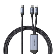 JOYROOM SA21-1T2 USB-C - USB-C/Lightning adatkábel 1.5m fekete kábel és adapter