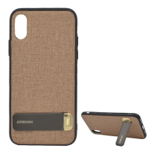 JOYROOM szilikon telefonvédő (textil bevonat, kitámasztó) BARNA tok és táska