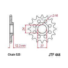 JT JTF444.17 első lánckerék JT Erőátviteli alkatrész Lánc, lánckerék, láncszett Első lánckerék egyéb motorkerékpár alkatrész