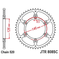 JT JTR808.50SC hátsó lánckerék JT Erőátviteli alkatrészek Láncok, lánckerekek, láncszettek Hátsó lánckerekek egyéb motorkerékpár alkatrész