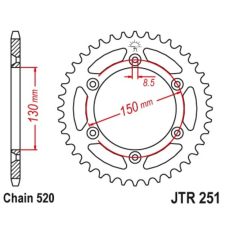 JT SPROCKETS Acél Öntisztító Hátsó Láncsor 251 - 520 lánc, láncszett