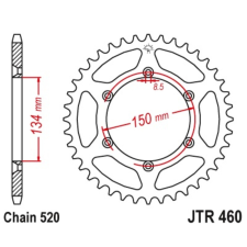 JT SPROCKETS Acél Öntisztító Hátsó Láncszerkezet 460 - 520 egyéb motorkerékpár alkatrész