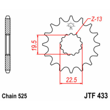 JT SPROCKETS Acél Standard Első Láncfogaskerék 433 - 520 egyéb motorkerékpár alkatrész