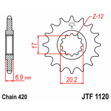 JT SPROCKETS Acél Standard Első Láncsorozat 1120 - 420 egyéb motorkerékpár alkatrész