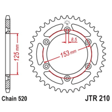 JT SPROCKETS acél standard hátsó lánckerék 210 - 520 egyéb motorkerékpár alkatrész