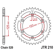 JT SPROCKETS acél standard hátsó lánckerék 210 - 520 egyéb motorkerékpár alkatrész