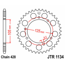 JT SPROCKETS Acél Standard Hátsó Láncsor 1134 - 428 lánc, láncszett