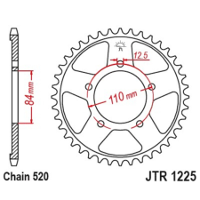 JT SPROCKETS Acél Standard Hátsó Láncsor 1225 - 520 egyéb motorkerékpár alkatrész