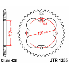  JT SPROCKETS Acél Standard Hátsó Láncsor 1355 - 428 lánc, láncszett