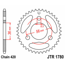 JT SPROCKETS Acél Standard Hátsó Láncsor 1780 - 420 egyéb motorkerékpár alkatrész
